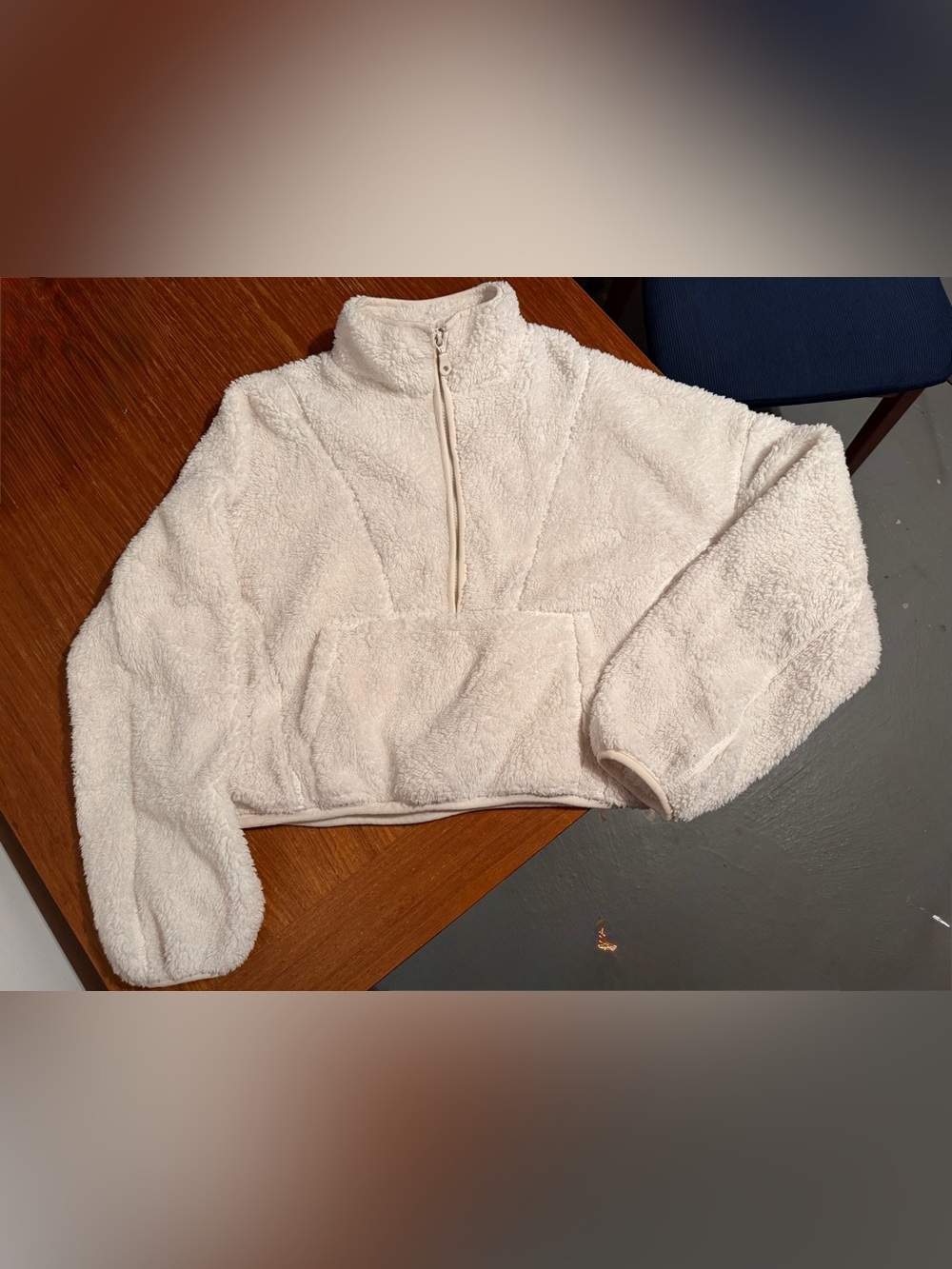Women Pullover Top 1/2 Zip Kangaroo Pocket Long Slv Drawstring Aeropostale Sz XS